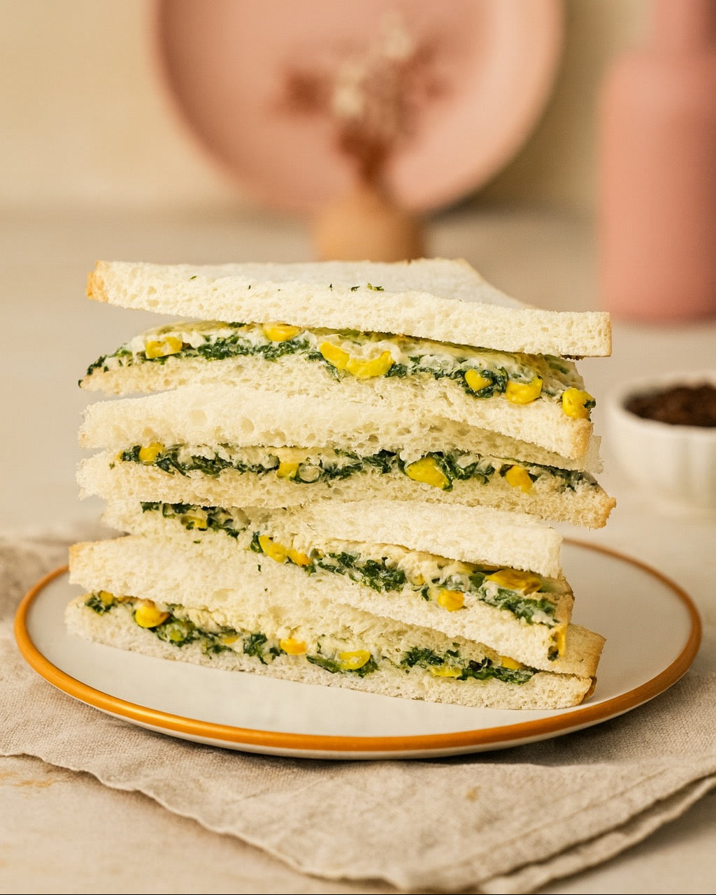SPINACH CORN CHEESE SANDWICH